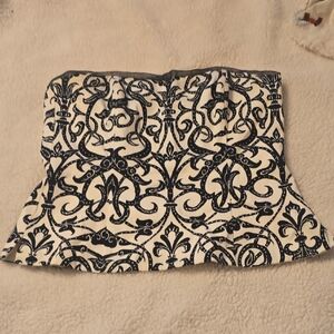 White House Black Market Black and Cream Mini Skirt